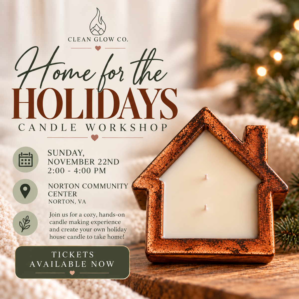 Home for the Holidays Candle Workshop | November 22