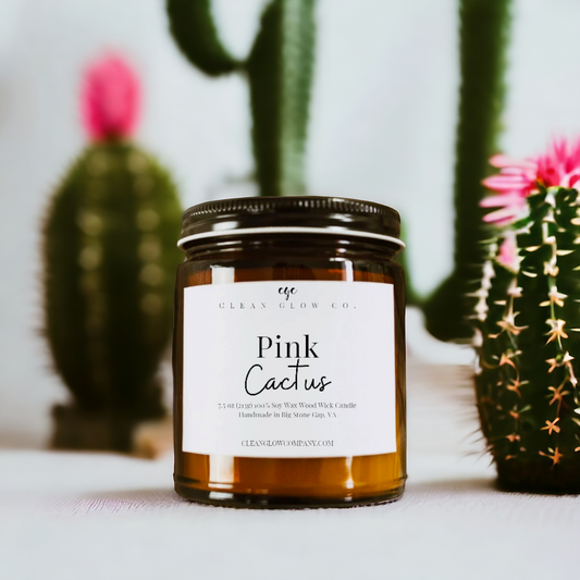 Pink Cactus Soy Wood Wick Candle