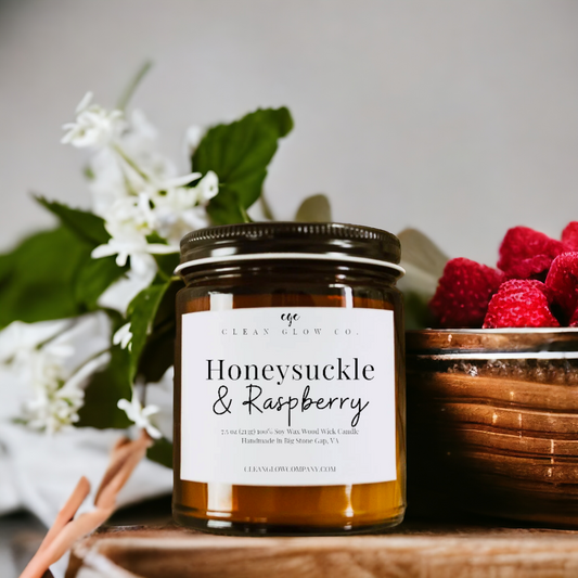 Honeysuckle & Raspberry Soy Wood Wick Candle