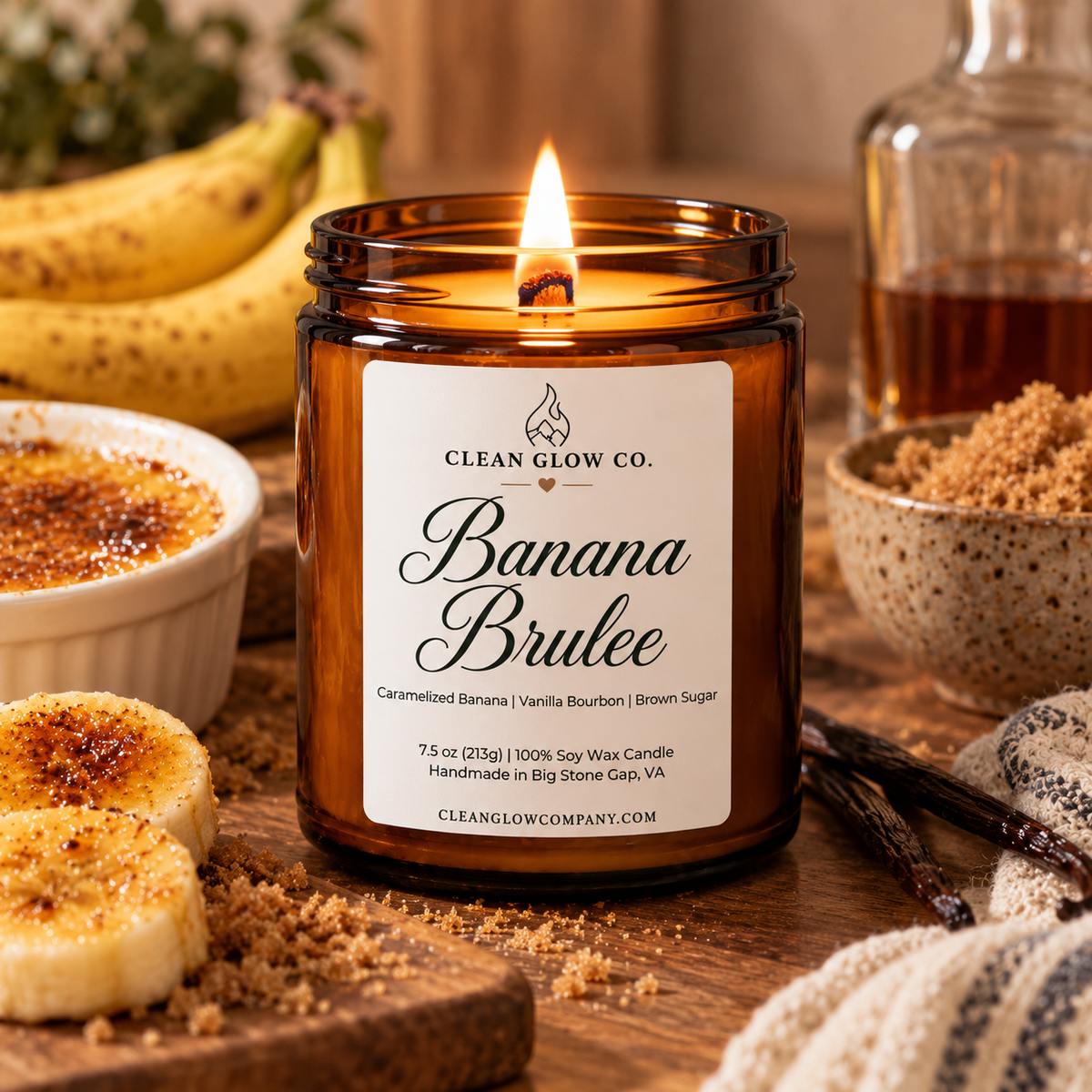 Banana Brulee Soy Wood Wick Candle